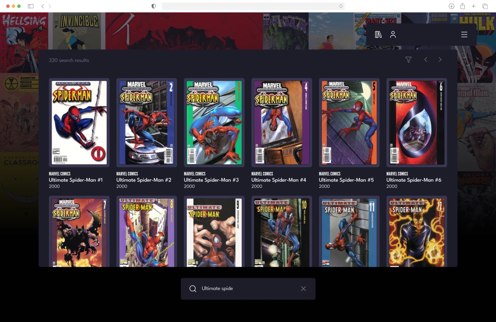 Continuity comic discovery and search results